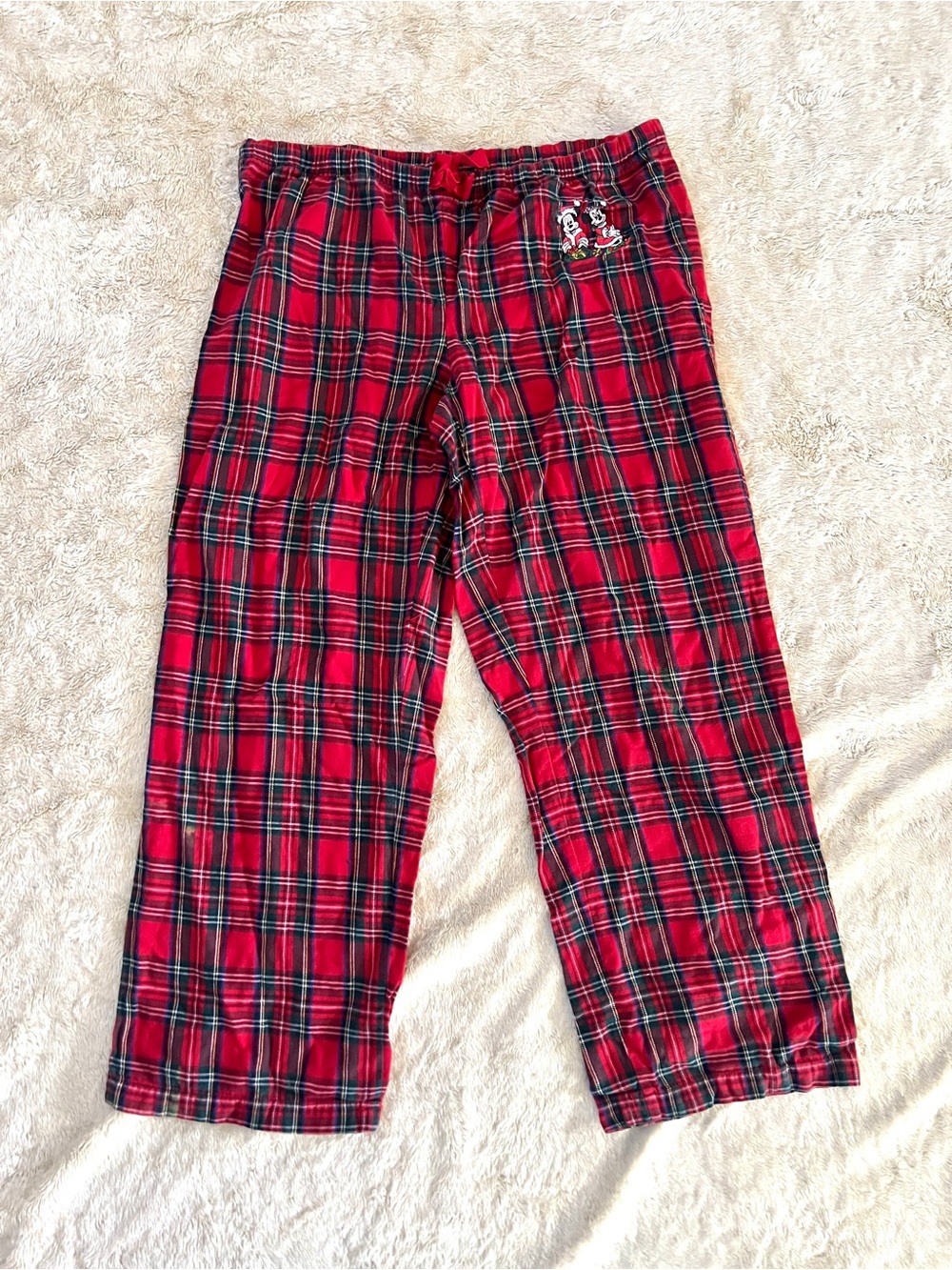 DISNEYLAND Woman's Red Plaid Mickey Mouse Pajama Bottoms Size M